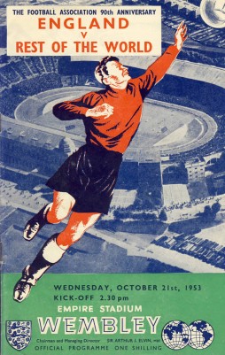 Imagen del programa oficial del Inglaterra-Rest of the World celebrado el 21 de octubre de 1953