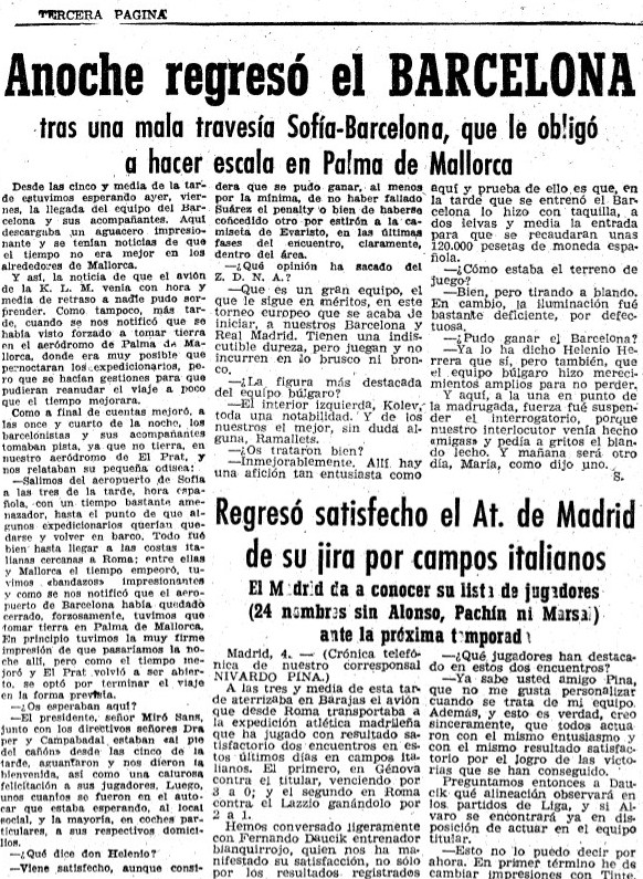 Noticia publicada en 'El Mundo Deportivo' el día 5 de septiembre de 1959.