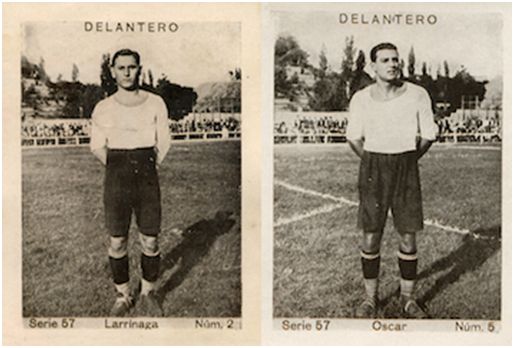 18. Larrínaga y Óscar, dos de los jugadores del Racing Club de Santander más destacados en el torneo (cromos del Cupón Peninsular, tomo I, 1932) 