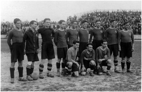 21 de mayo de 1925. Athletic Club, 3 – Barcelona, 0. Alineación del Barcelona. (Fuente: Archivo Athletic Club Museoa).