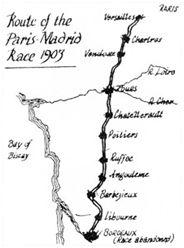 Carrera París-Madrid, 1903. Fuente: Grand Prix History, recuperado de http://www.grandprixhistory.org/paris1903.htm