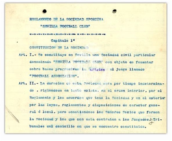 Reglamento del Sevilla Football Club fechado en febrero de 1909