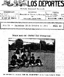 También habría sportsmen asturianos en otras latitudes. El gijonés Manuel F. Rubio, de 17 años, jugaba de medio en el F.C. Internacional
de Barcelona.
