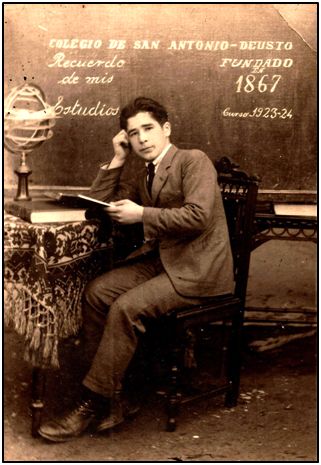 Juan Lizaso, en 1924. Empezaba a jugar con el Deusto.