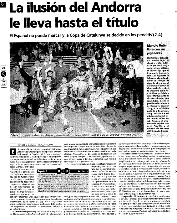 Crónica de la victoria del FC Andorra (8-6-1994/El Mundo Deportivo)
