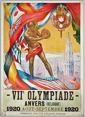 Cartel de la Séptima Olimpiada moderna.