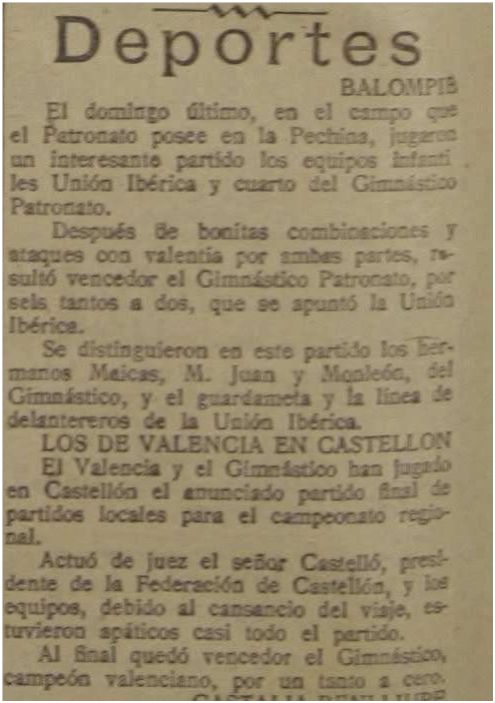 Fragmento de “Diario de Valencia”, del 20 de mayo de 1919