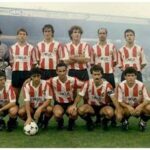 Foto: CD Logroñés en 1989-90, año de su mejor clasificación en Primera.