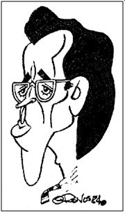 Romà Cuyàs, caricaturizado en 1984. Sus desencuentros con Pablo Porta y la FEF fueron constantes mientras detentara la Consejería Superior de Deportes.